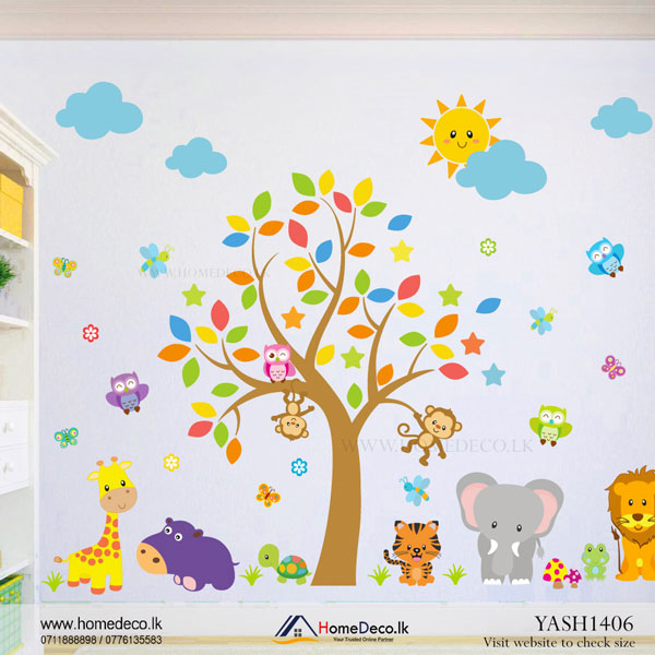 Cute Animal and Tree Wall Sticker - YASH1406