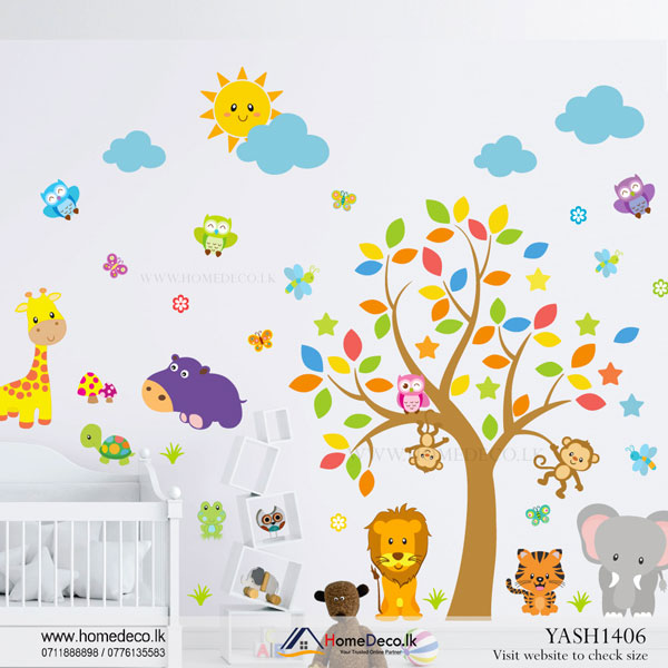 Cute Animal and Tree Wall Sticker - YASH1406