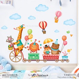 Animal Bicycle Kids Wall Sticker - YASH1491