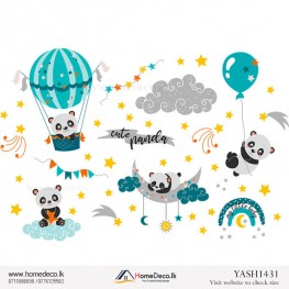 Baby Panda and Balloons Wall Sticker - YASH1431