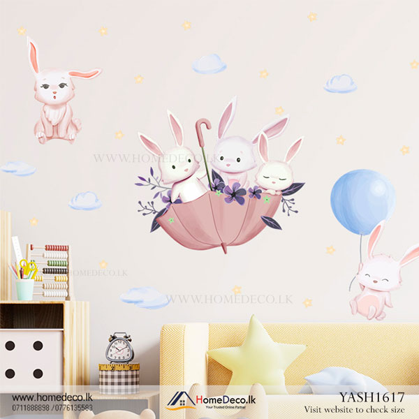 Cute Pink Bunnies Wall Sticker - YASH1617