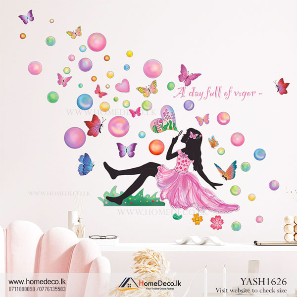 Pink Bubble Girl Wall Sticker - YASH1626