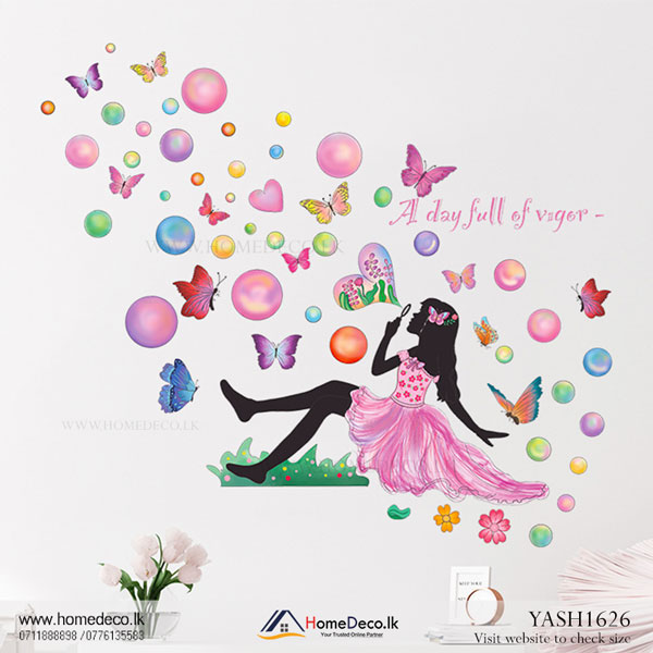 Pink Bubble Girl Wall Sticker - YASH1626
