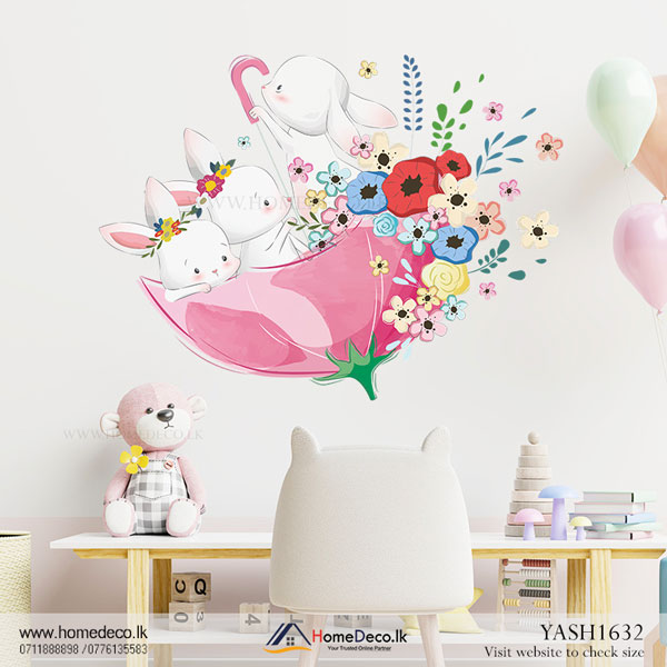 Cute Pink Bunnies Wall Sticker - YASH1632