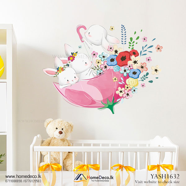 Cute Pink Bunnies Wall Sticker - YASH1632