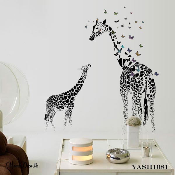 Black Two Giraffe Wall Sticker - YASH1081