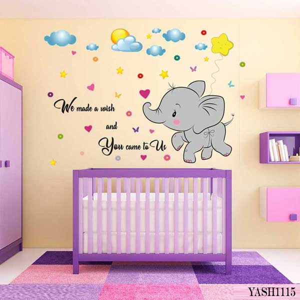 Baby Elephant Fly Wall Sticker- YASH1115