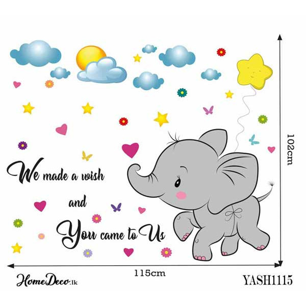 Baby Elephant Fly Wall Sticker- YASH1115