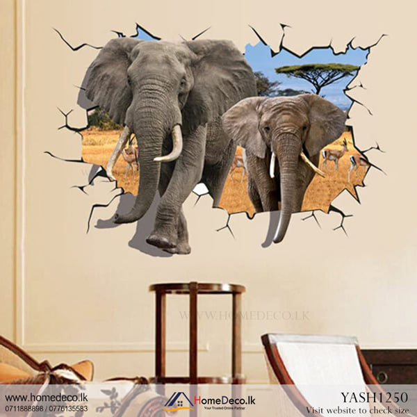 Elephants 3D Wall Sticker - YASH1250