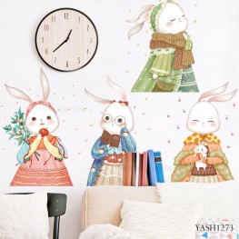 Cute Village Rabbits Wall Sticker - YASH1273