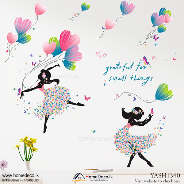 Ballet Girls With Balloons Wall Sticker - YASH1340