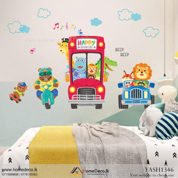 Animal Bus Kids Wall Sticker - YASH1346