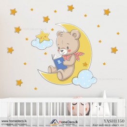 Baby Bear Reading Book Wall Sticker - YASH1350