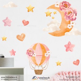 Pink Hot Air Balloon Kids Wall Sticker - YASH1352
