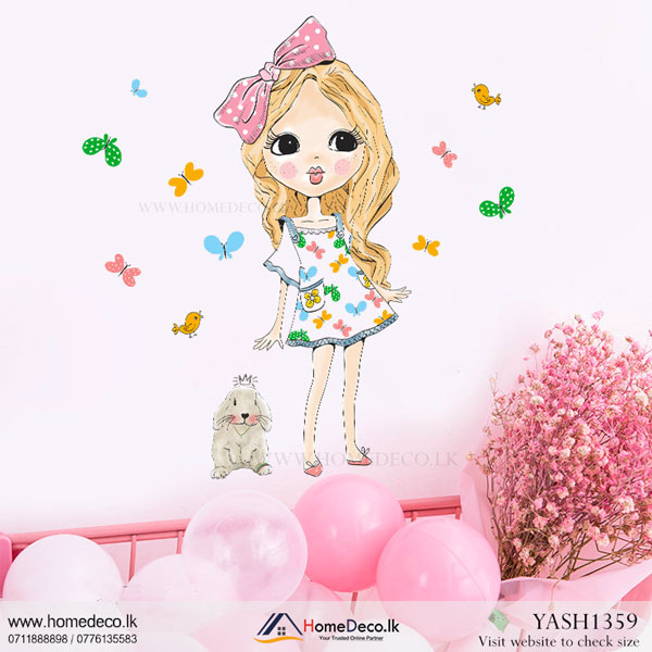 Little Girl With Bunny Wall Sticker - YASH1359