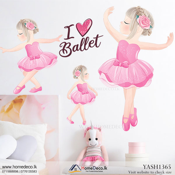 Pink Ballet Girl Wall Sticker - YASH1365