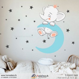 Baby Elephant With The Moon Wall Sticker - YASH1368