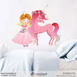 Princess with Unicorn Wall Sticker - YASH1376