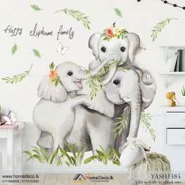 Cute Elephant Family Wall Sticker - YASH1385