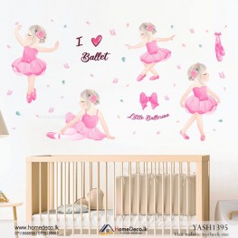 Pink Ballet Girl Large Wall Sticker - YASH1395