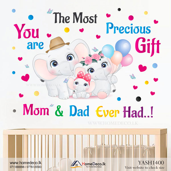 Baby Elephant Family Wall Sticker - YASH1400