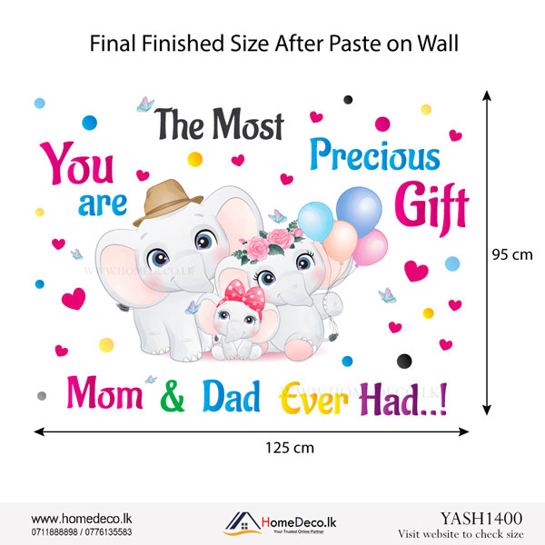 Baby Elephant Family Wall Sticker - YASH1400