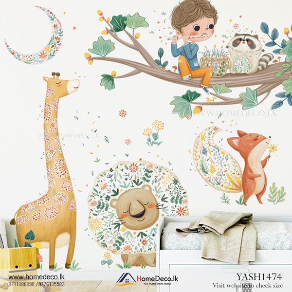 Little Boy with Animals Wall Sticker - YASH1474