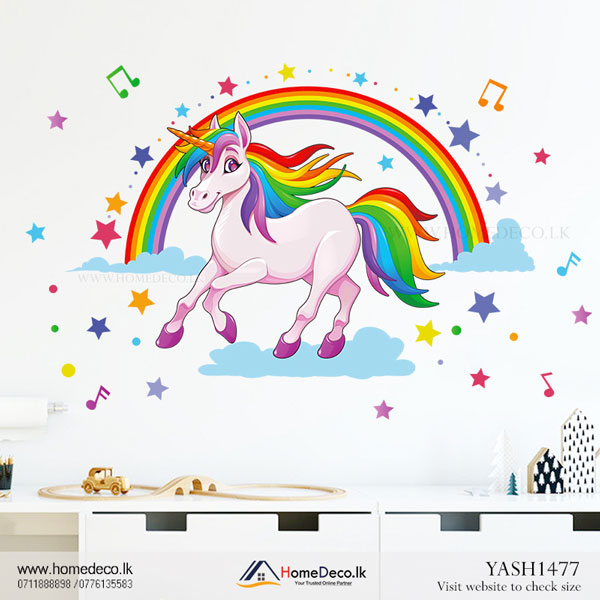 Unicorn With Rainbow Wall Sticker - YASH1477