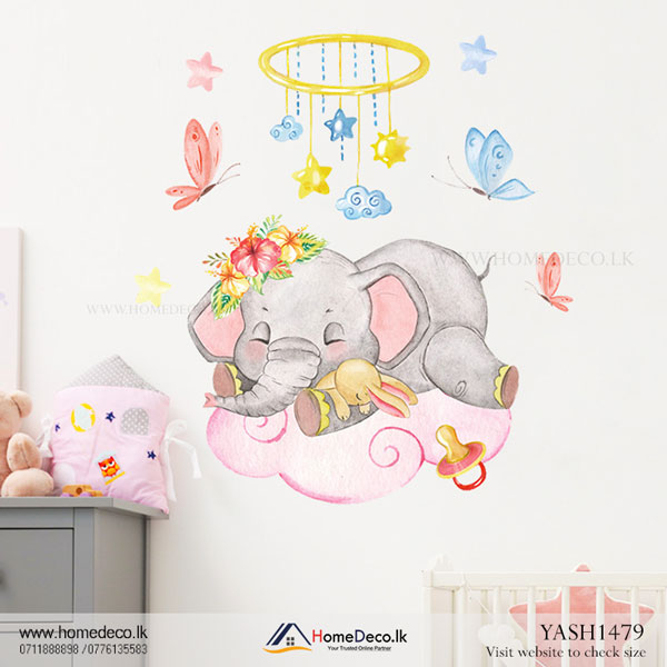 Sleeping Baby Elephant Wall Sticker - YASH1479
