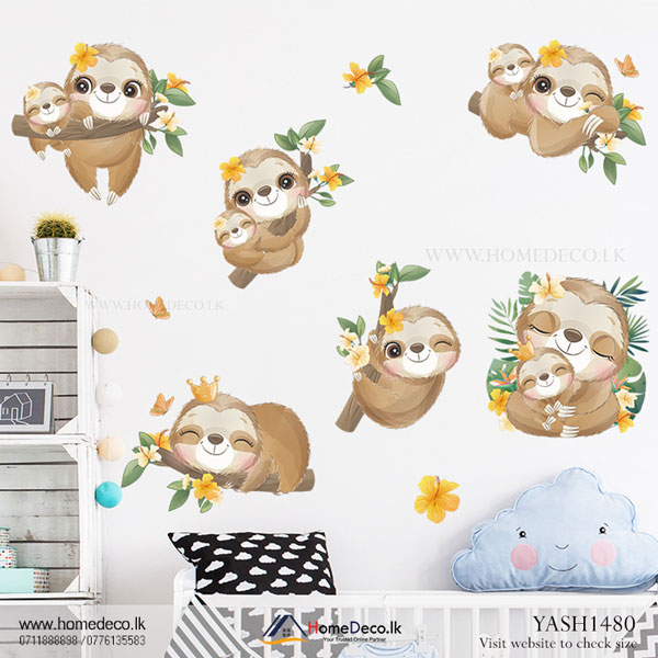 Cute Sloths Kids Wall Sticker - YASH1480