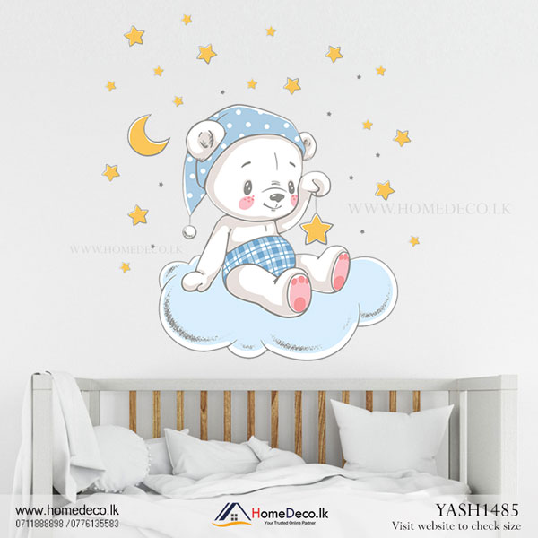 Baby Bear Sit on Moon Wall Sticker - YASH1485