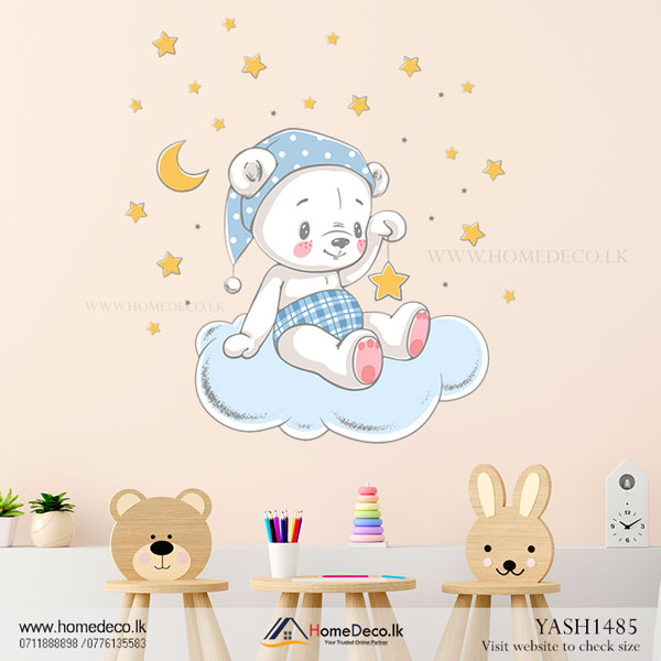 Baby Bear Sit on Moon Wall Sticker - YASH1485