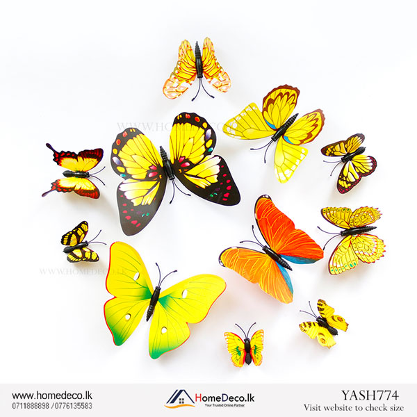 Yellow 3D PVC Butterfly Pack - YASH774