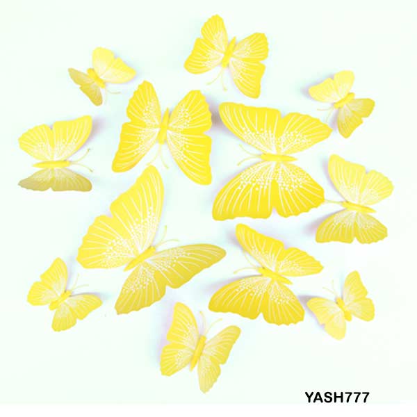 Yellow 3D PVC Butterfly Pack - YASH777