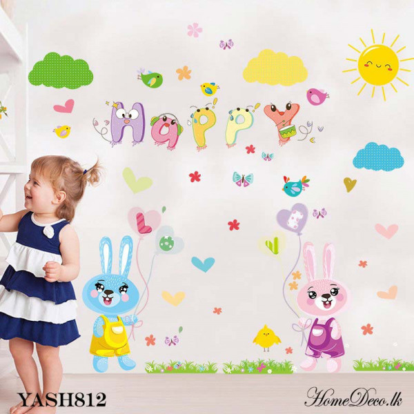 Happy Bunny Kids Wall Sticker - YASH812