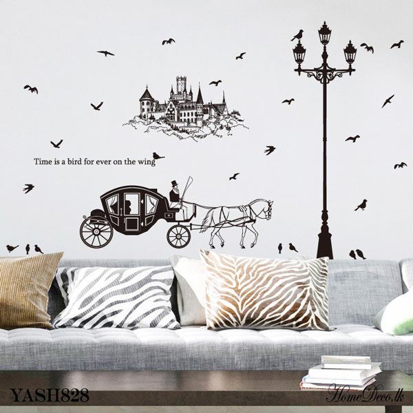 Black Horse Cart Wall Sticker - YASH828