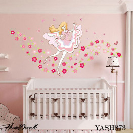 Pink Dancing Girl Wall Sticker - YASH873