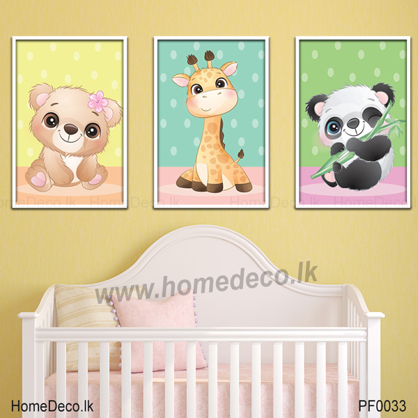 Cute Bear Giraffe Panda Baby Wall Art - PF0033