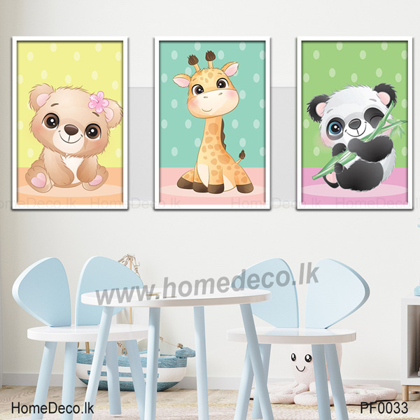 Cute Bear Giraffe Panda Baby Wall Art - PF0033